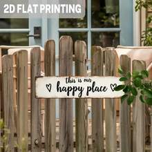 2D Flat, 1pc Vintage "This Is Our Happy Place" Metal Wall Decor - Distressed Farmhouse Style With Heart Accent, 9.98x39.98cm, Easy To Hang Indoor Decoration For Living Room, Bedroom, Kitchen, 2D Flat