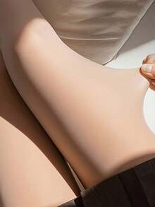 1 Pair Solid Color Shiny Quilted Nylon Pantyhose, Sexy, Autumn/Winter Christmas Gift