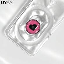 UYAAI Cosplay Colored Contact Lenses - 1 Pair (2 Pieces) Annual Disposable, Black Heart-Shaped Eyes, Natural Enlargement, Fashionable Beautifying, Suitable For Daily Wear, Parties Or Cosplay, Halloween Costume - Yearly Disposable - View 5