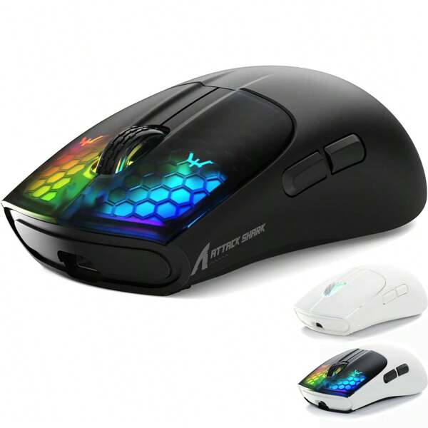ATTACK SHARK X5 Wireless Gaming Mouse, 49g Ultralight G502 Tri-Mode 2.4Ghz/USB-C Wired/Bluetooth Mouse, PC Gaming Mice PixArt Optical Sensor-Adjustable DPI-Main Click RGB Backlit