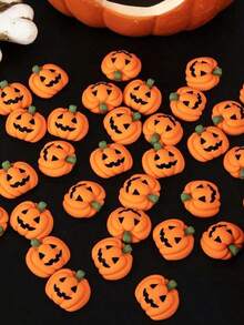 5/10/20/30pcs Halloween Resin Charms Pumpkin, DIY Mini Flatback Decorations, Grimace Smile Pumpkin Miniature For Halloween Party, Phone Case, Fridge Table Decors,Material For Halloween Party Craft Table Scatter Decors