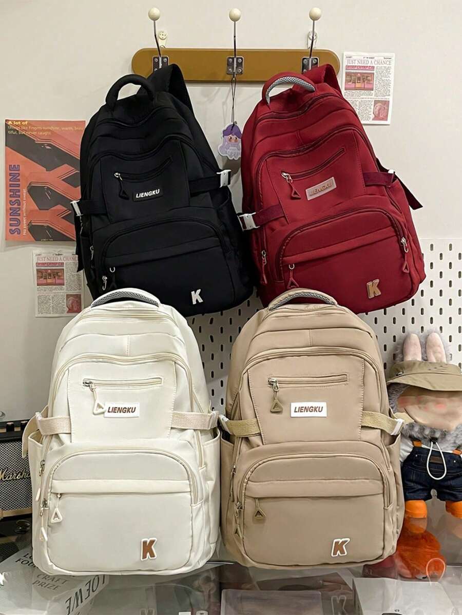 1 件时尚经典基本款背包，带笔记本电脑隔层，可调节肩带，书包，宽敞的多口袋书包，轻便休闲旅行背包，非常适合女孩/青少年/学生/毕业生，适合日常使用、外出、旅行、学校和返校