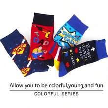 Men's Funny Novelty Crazy Pattern Dress Socks For Gifts - Red/Blue/Black/Yellow/Multicolor Super Dad-4m - View 3