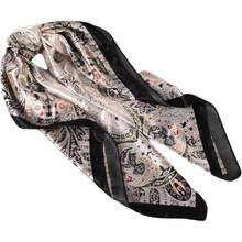 35 Inches Silk Head Scarf-Satin Hair Scarves Silk Bandana Scarf Headscarf For Women's Fashion Scarveshalloween - 大花腰果 - 黑色 - 查看 11