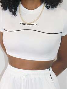 Steph T Summer Street Fashion Ladies Casual Set With T-Shirt And Wide Leg Pants (2pcs/Set) - White - View 5