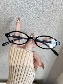 1 件女士时尚优雅椭圆形眼镜框，轻巧便携，精致展现独特风格 - 無色 - 查看 3