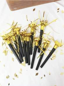 10 件黑色和金色啦啦队口哨，派对发声口哨，圣诞派对礼物