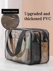1 Bolsa de artículos de tocador de doble capa transparente, con separación de seco y húmedo, bolsa de maquillaje para niñas, bolsa de almacenamiento multifuncional, impermeable y a prueba de humedad, portátil, bolsa de cosméticos, conveniente para viajes, útiles escolares y de vuelta a la escuela