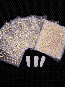 6 片装全息星月美甲贴纸