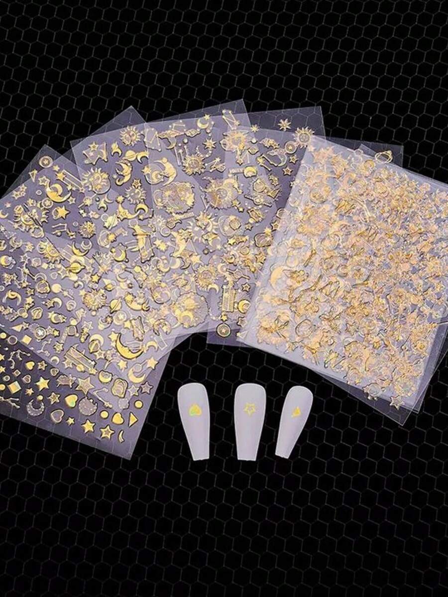 6 片装全息星月美甲贴纸