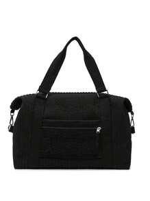 Fashion Solid Color Pleated Nylon Tote Bag, Large Capacity Travel Bag With Separated Dry And Wet Storage, Perfect Gym/Weekend/Overnight Bag, Suitable For Short Vacation, Back To School