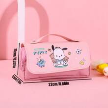 Sanrio 1pc Sanrio Pencil Case, Large Capacity Hello Kitty Stationery Bag, Multifunctional, Dual-Zipper, Handheld Pen Pouch, Stress Relief Pencil Case, Stationery Box Cosmetic Bag, Large Capacity Storage Bag, Student Pencil Case, School & Daily Use, Back To School Gift, Award