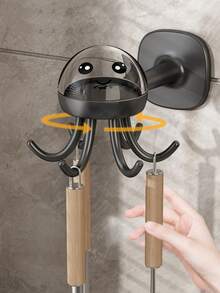 1pc Creative Octopus Shaped Rotating Hook With 6 Arms, Kitchen Utensil Storage Rack, Portable Organizer For Home Use. Home Bathroom Decor Bathroom Organizer Fall Decor Back To School - Multicolor - View 8