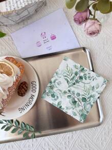 20 piezas/Set, Servilletas de papel desechables con estampado de hojas de eucalipto de 10 pulgadas x 10 pulgadas, papel de seda colorido para fiestas de primavera, bodas, té, restaurantes y cafeterías, decoración de comidas, fabricado con pulpa de madera virgen, artículos para fiestas