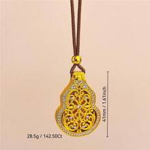 1 pièce Collier vintage à la mode de style chinois avec pendentif en céramique émaillée en forme de calebasse creuse