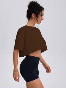 ATTRACO 女式健身服 夏季女式短款运动上衣 - 棕色 - 查看 8