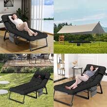 Cama plegable portátil para acampar(182 x 62 cm): catre ajustable multifuncional, apto para acampadas al aire libre y uso en interiores. Incluye antifaz y tapones para los oídos. - Negro - Ver 8