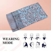 35 Inches Silk Head Scarf-Satin Hair Scarves Silk Bandana Scarf Headscarf For Women's Fashion Scarveshalloween - 佩斯利 - 灰 - 查看 7