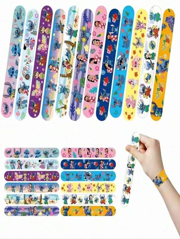Disney Set de 12 pulseras de golpe con diseño de Stitch de Disney para figura de anime, pulseras de golpe como regalo de fiesta de Navidad