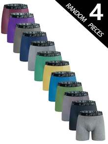 4/8/12pcs Solid Color Simple Men's Boxer Briefs - Elastic, Breathable, Soft And Comfortable - Home Casual Daily Panties - KJFISTMU - Nhiều màu - Xem 16