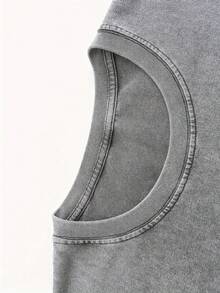 230g Washed, Baseball Legend Print Men's Summer T-Shirt, High-Quality Wax Printed Cotton All Season Casual T-Shirt, Suitable For Street And Outdoor Activities, Holiday Gifts, Perfect Gift - Màu xám đen - Xem 4