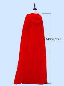 1pc Chiffon Hooded Cloak Shawl For Wedding, Party, Festival, Red & White Colors