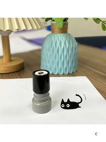 1pc Little Cat Stamp, Cartoon Fun And Cute Cat Animal Mark, Teacher's Check-In Reward Stamp, Teacher's Encouragement Black Cat Stamp Animal Stamp For Children
