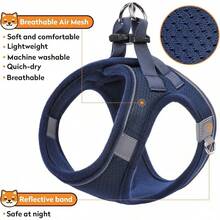 Dog Harness With Leash Set, No-Pull Step-In Reflective Pet Harness With 1 Leash Clips, Adjustable Soft Padded  Dog Vest Small Medium Large Dogs, Cats(Bright Red, XXXSmall)8GGY - 藍色 - 查看 8