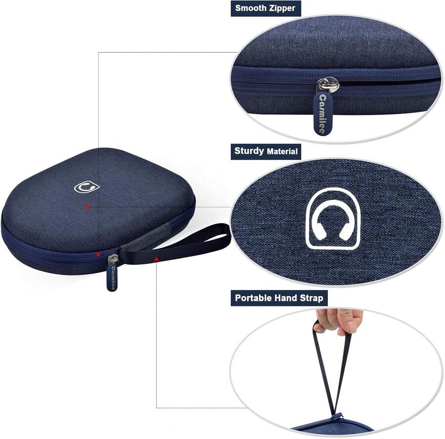 Headphone Case Compatible With Sony WH-CH520 Wireless Headphones Bluetooth On-Ear Headset With Microphone, Over Ear Noise Cancelling Earphone Bag For USB Cable For Work- Black (Box Only) (Blue) - 藍色 - 查看 1