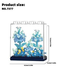 9种类型，1-4英寸创意花朵积木玩具，DIY花朵模型，DIY工艺花束，透明亚克力盒，ABS塑料，花朵积木套装，浪漫风格，形状包括康乃馨、玫瑰、郁金香、风信子、牡丹、向日葵、山茶花、栀子花，可堆叠积木玩具，玩具，礼物，