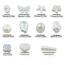 10/30/50/100pcs White Acrylic Beads With Butterfly, Heart, Clover, Water Drop Shapes, Perforated Spacer Beads For DIY Jewelry, Accessories, Hair Decoration, Earrings, Garments, Phone Chains