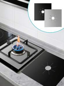 4pcs/6pcs/9pcs/12pcs Anti-Oil Anti-Fouling Stove Mat - Single Hole Adjustable Heat Resistant Non-Slip Pad, Essential Kitchen Cooktop Protection Tool, Easy Cleaning And Durable Non-Stick Oil-Proof Mat, Suitable For All Types Of Gas Stoves, Effectively Maintaining Kitchen Cleanliness - Multicolor - View 1