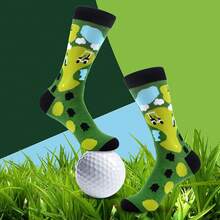 Men's Funny Novelty Crazy Pattern Dress Socks For Gifts - 綠/黑/橙/多色高爾夫-4米 - 查看 7