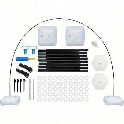 21ft Adjustable Balloon Arch Kit/13ft Reusable Modular Balloon Arch Kit With 2 PVC Bases, 2 Water Weights, 50 Balloon Clips, High Strength Fiberglass Rods, Suitable For DIY Party Birthday Wedding Graduation Decoration