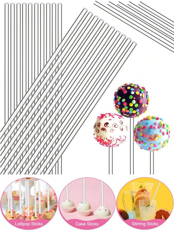 50pcs Acrylic Lollipop Sticks (4in,6in,8in,10in),Cake Pops Sticks, Candy Sticks,Acrylic Dowel Rods, Treat Sticks, Stir Rod,Melt Cake Pops, Cupcake Toppers, Clear Cake Pop Display Holder,Chocolate Cookie Dessert, Party Supplies, Party Decor(Not A Straw)Reusable,For DIY Crafts, Party Decorations, Gardening,Wedding, Halloween, Christmas Candy,Handwork Supplies,Garden Plants,Birthday,Graduation,Baking Tools, Kitchen Accessories