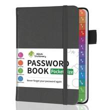 带 A–Z 标签的 PU 皮革密码簿 - 5.9 英寸 X 3.9 英寸紧凑型精装，用于网站登录名、密码和笔记的整理器 - 高级装订设计 - 均碼 - 查看 11