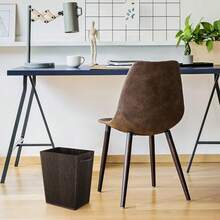 Papelera de madera con doble asa de metal integrada para oficina, dormitorio y baño, color marrón oscuro - Marrón - Ver 9