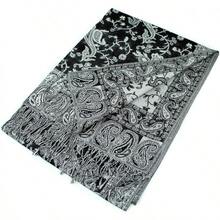 Paisley Pashmina Scarf For Women PASKMLNA - #24Negro/Whtie - View 5