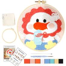 1 Set Dolphin Punch Needle Kits For Adults Starter Kits Hoop Embroidery Punch Needle Craft Set Includes All Tools And Materials For Diy Gift Home Decoration 7.87*7.87inch