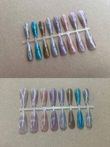 6PCS 2025 New Fruit Sea Water Blue-Green Fine Magnetic Powder Cat Eye Gel Nail Polish 12ml, Spring And Summer Ice Transparent Magnetic Nail Art Set, Includes Base Coat And Top Coat, Requires UV Lamp, Holographic Transparent Colors For Work/Commute/Dating, Hot-Selling 6-Color Set, Salon-Grade 28-Day Durability, Internet Celebrity Nail Design.
