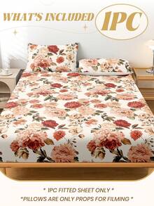 1件花卉图案床垫套，柔软舒适，夏日玫瑰设计，亲肤材质，四季皆宜，防尘防滑，适用于单人床/双人床/大号床/特大号床，可机洗（不含枕套），节日礼物，秋季装饰，卧室装饰 - 彩色 - 查看 2