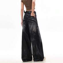 Jupkem Y2K Baggy Cargo Jeans Women&Men Goth High Waisted Wide-Leg Vintage Fashion Emo Pants Grunge Hip-Hop Street Style Harajuku Clothing