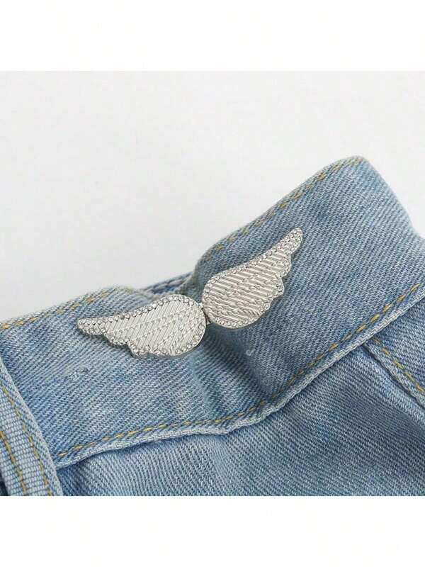 2 Pairs Waist Shaper Wing Buckle With Detachable No-Nail No-Sew Waistband Buckle For Jeans - Waistband Reducer