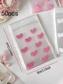 100 件装 美观粉色蝴蝶结自粘袋 照片卡自封袋 包装卡礼品袋 透明可爱 Opp 派对、婚礼、生日、女士伴娘生日、包装、透明、小尺寸、婚礼派对回礼、生日派对