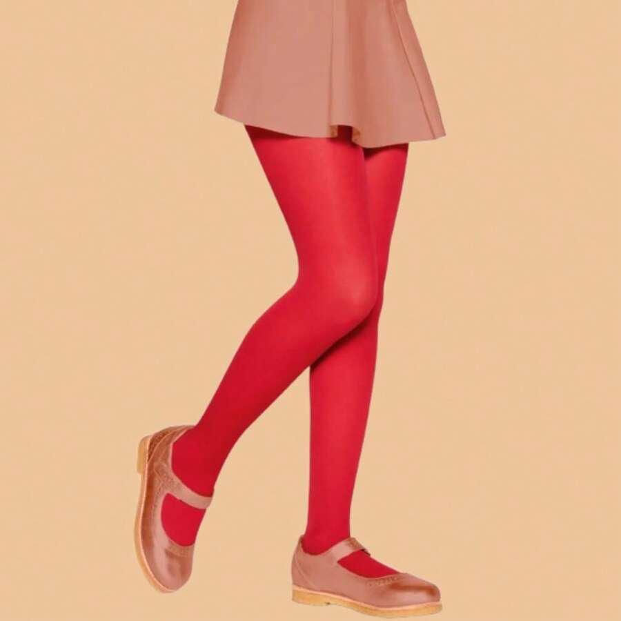 Lupo Children's Opaque Tights, 40 Thread Count, Colorful Wolf 2530 - Red - View 1