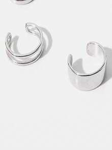 1 Set Simple Silver Chain Clip Earrings, Fashionable Design Suitable For Daily Wear, A Practical Gift For Those Who Prefer Understated Accessories