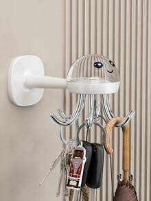 1pc Creative Octopus Shaped Rotating Hook With 6 Arms, Kitchen Utensil Storage Rack, Portable Organizer For Home Use. Home Bathroom Decor Bathroom Organizer Fall Decor Back To School - Multicolor - View 4