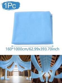 1pc 393 Inch Light Blue Sheer Voile Fabric, Long Solid Color Sheer Curtain, Multipurpose Party Backdrop, Suitable For Wedding Arch, Home Decor, Wedding Arch Curtain Backdrop - Blue - View 9
