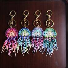 Enchanting Jellyfish Tassel Keychain – Handmade Beaded Bag Charm - Màu tím - Xem 6