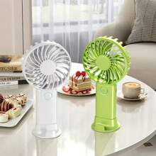 1pc Usb Rechargeable Three-Leaf Fan With Stand,Can Be Used As A Phone/Tablet Holder, Cute Design Suitable For Both Boys And Girls. Ideal Gift For Women, Perfect For Outdoor Activities, Beach, Office, School, Home [Summer Cooling Fan]